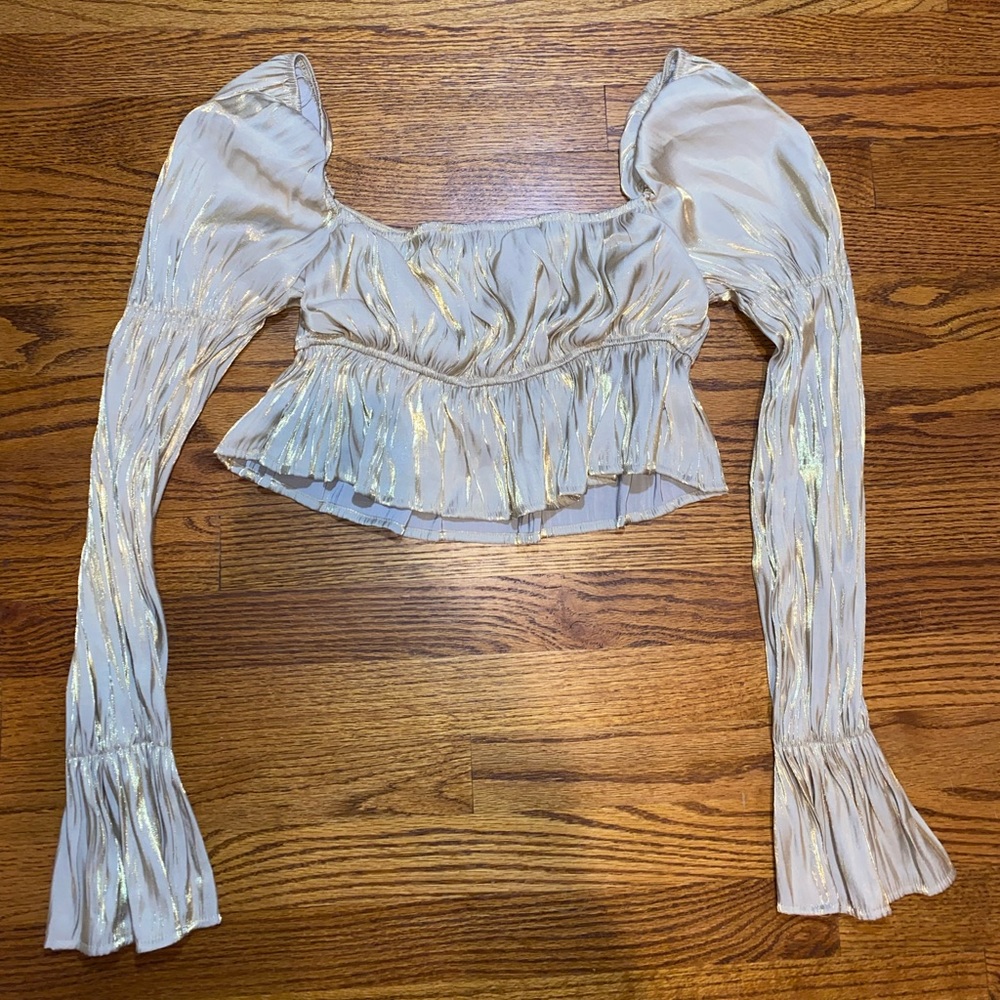 Gold sparkly milkmaid crop top